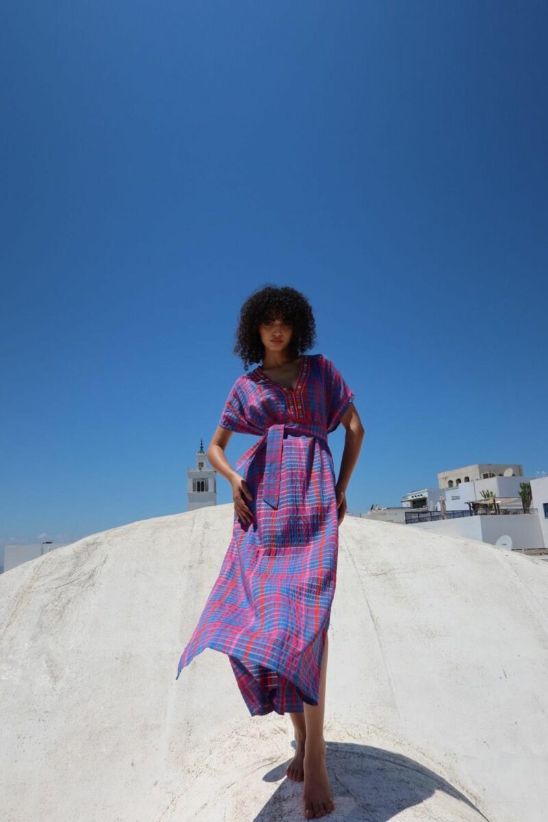 Kaftan Duo à Carreaux en Coton – Image 2
