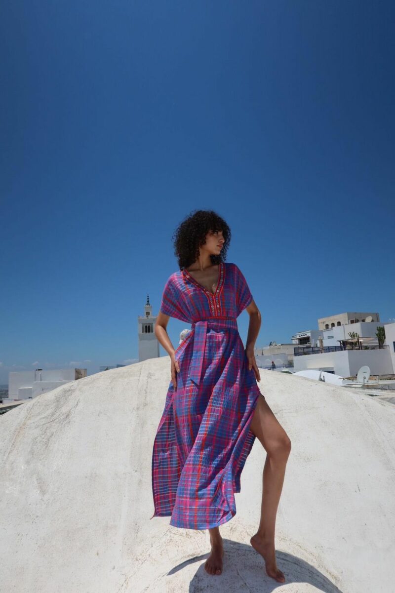 Kaftan Duo à Carreaux en Coton – Image 3
