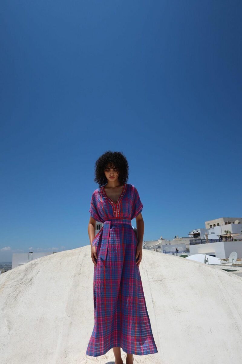 Kaftan Duo à Carreaux en Coton – Image 4