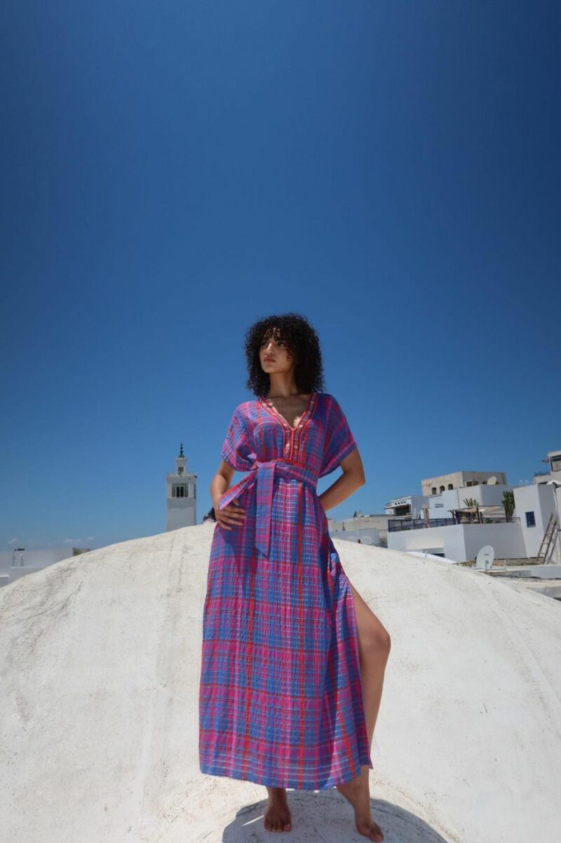 Kaftan Duo à Carreaux en Coton – Image 5